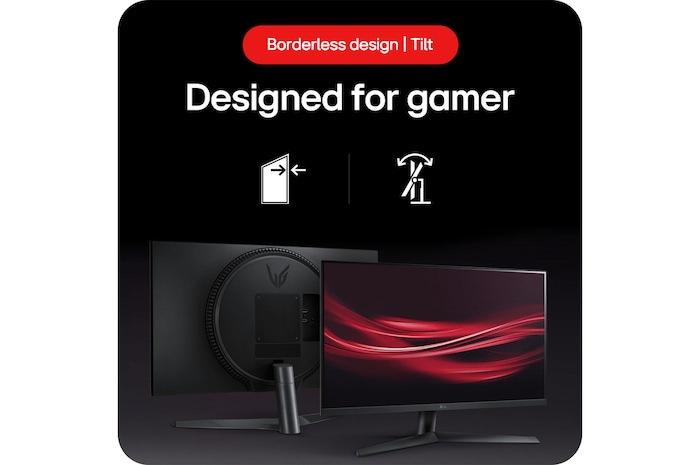 LG UltraGear Gaming Monitor 27GS60F, featuring a borderless design and Tilt functionality stand, designed for gamers.