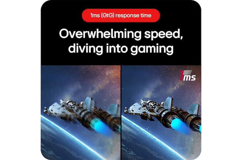 LG UltraGear Gaming Monitor 32GS60QC, delivering overwhelming speed for diving into gaming, thanks to the 1ms (GtG) response time.