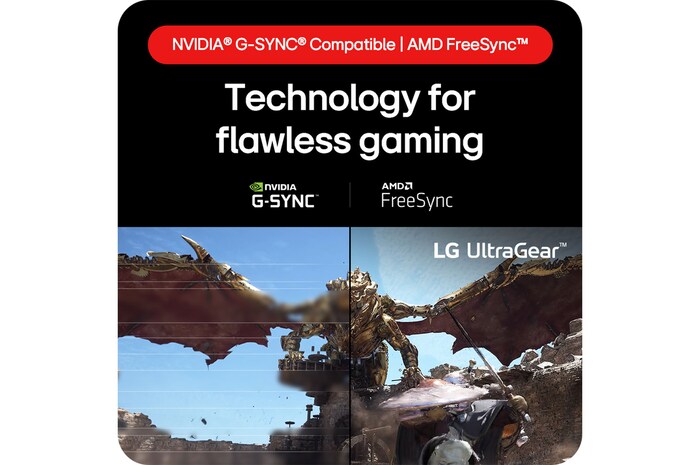 LG UltraGear Gaming Monitor 27GS75Q-B featuring NVIDIA® G-SYNC® Compatible and AMD FreeSync™ technology for seamless, tear-free gaming.