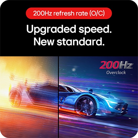 LG UltraGear™ Gaming Monitor 27GS85Q-B with up to 200Hz Refresh Rate (O/C), ensuring incredibly fluid and fast gaming speeds.