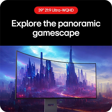 LG UltraGear Gaming Monitor 39GS95QE allows players to explore the gaming panorama with its 21:9 Ultra-WQHD aspect ratio.