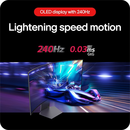  LG UltraGear Gaming Monitor 39GS95QE delivers lightning-fast movements in games with a 240Hz refresh rate and 0.03ms (GtG) response time.