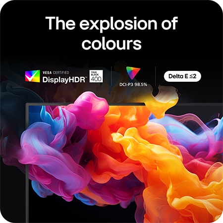 LG Monitor 27GX790A delivers an explosion of colors with VESA DisplayHDR™ 400 (True Black) certification, 98.5% DCI-P3 color gamut, and Delta E ≤ 2 color accuracy.