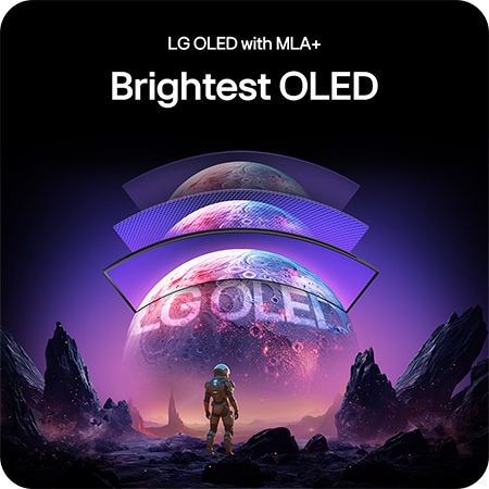 LG Monitor 34GX900A highlighting LG OLED with MLA+ technology, delivering the brightest OLED picture with superior contrast for stunning visual quality.