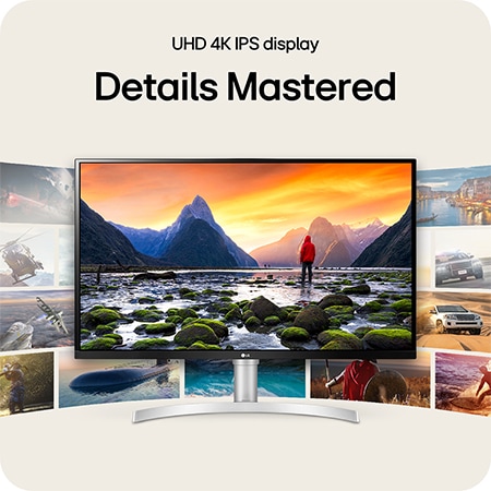 LG Monitor 32UN650K, featuring a UHD 4K IPS Display, perfectly reproduces all details from various content for an immersive viewing experience.