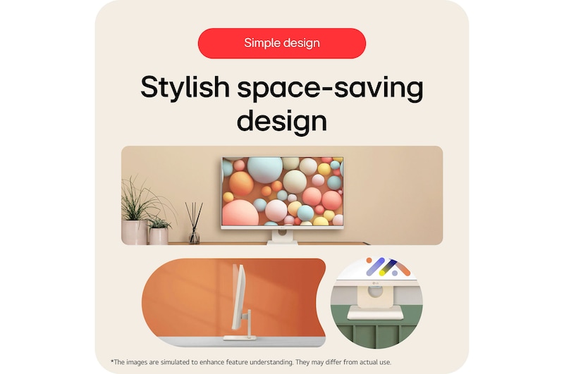 LG Smart Monitor 27U511SA-W in Simple Design, featuring a stylish, space-saving design and a slim, white profile ideal for modern workspaces.