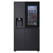 Front view of 628L InstaView™ Side-By-Side Refrigerator Essence Black Steel (GSXE90EVAD)