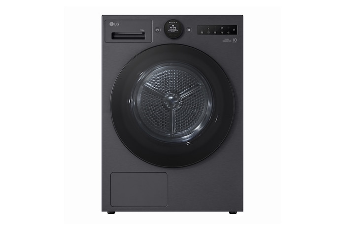 Front view of LG RHX7010TBB, which has the capacity of 10kg DUAL Inverter Heat Pump™ Dryer, Black