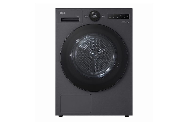 Front view of LG RHX7010TBB, which has the capacity of 10kg DUAL Inverter Heat Pump™ Dryer, Black