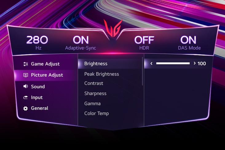 GUI setting image of Brightness.