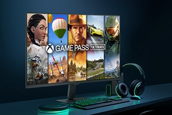 The LG Smart Monitor showing Xbox Game Pass Ultimate interface.