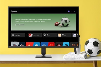 The LG Smart Monitor screen is showing various LG sports screen.