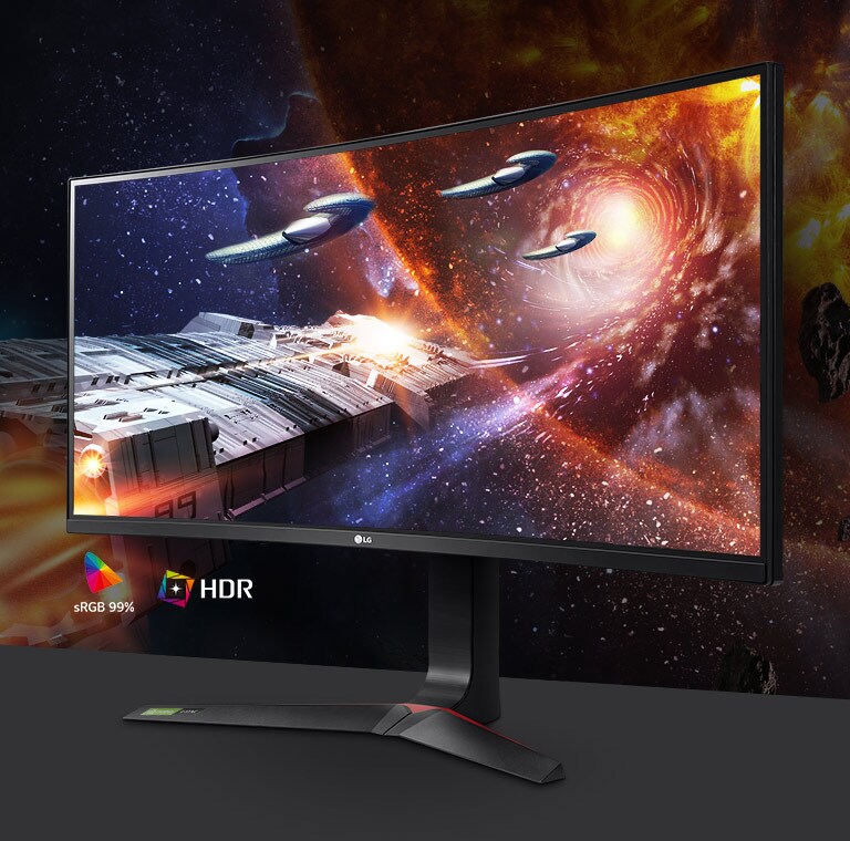 The Gaming Scene in Rich Colors and Contrast on The Monitor Supporting Hdr10 With Srgb 95% (Typ.)