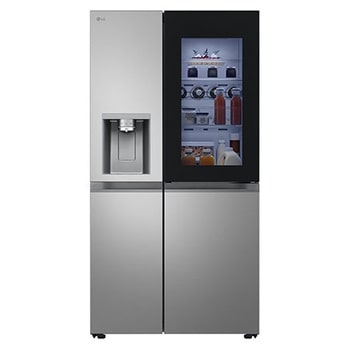 Front view of 628L InstaView™ Side-By-Side Refrigerator Prime Silver (GSXE81PYBD)
