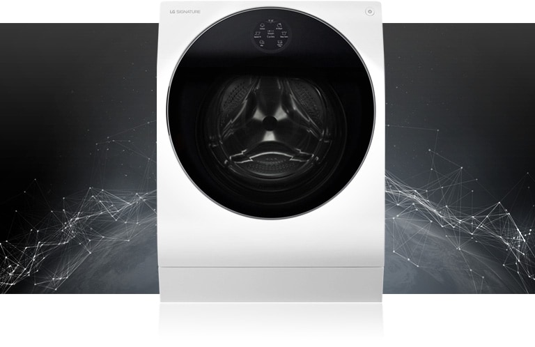 It show a front view of LG Signature washer-dryer.