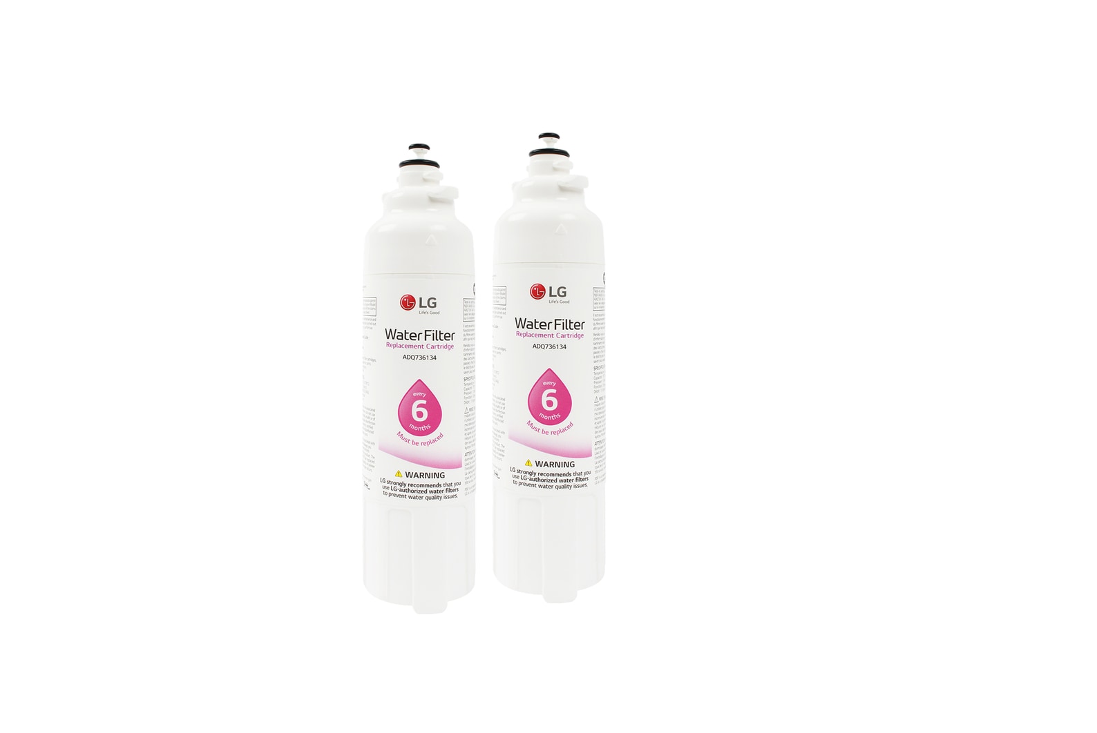 Front view of LT800P Fridge Water Filter - 6 Month Replacement - (2 Pack) ADQ73613410