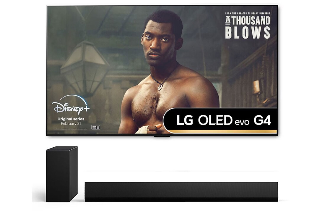 Front view of TV and soundbar