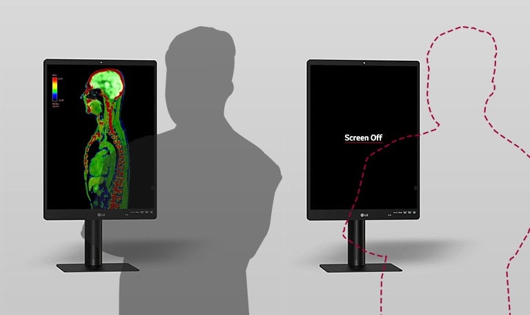 presence sensor detecting the motion of the user and having the screen turned off automatically when no motion.