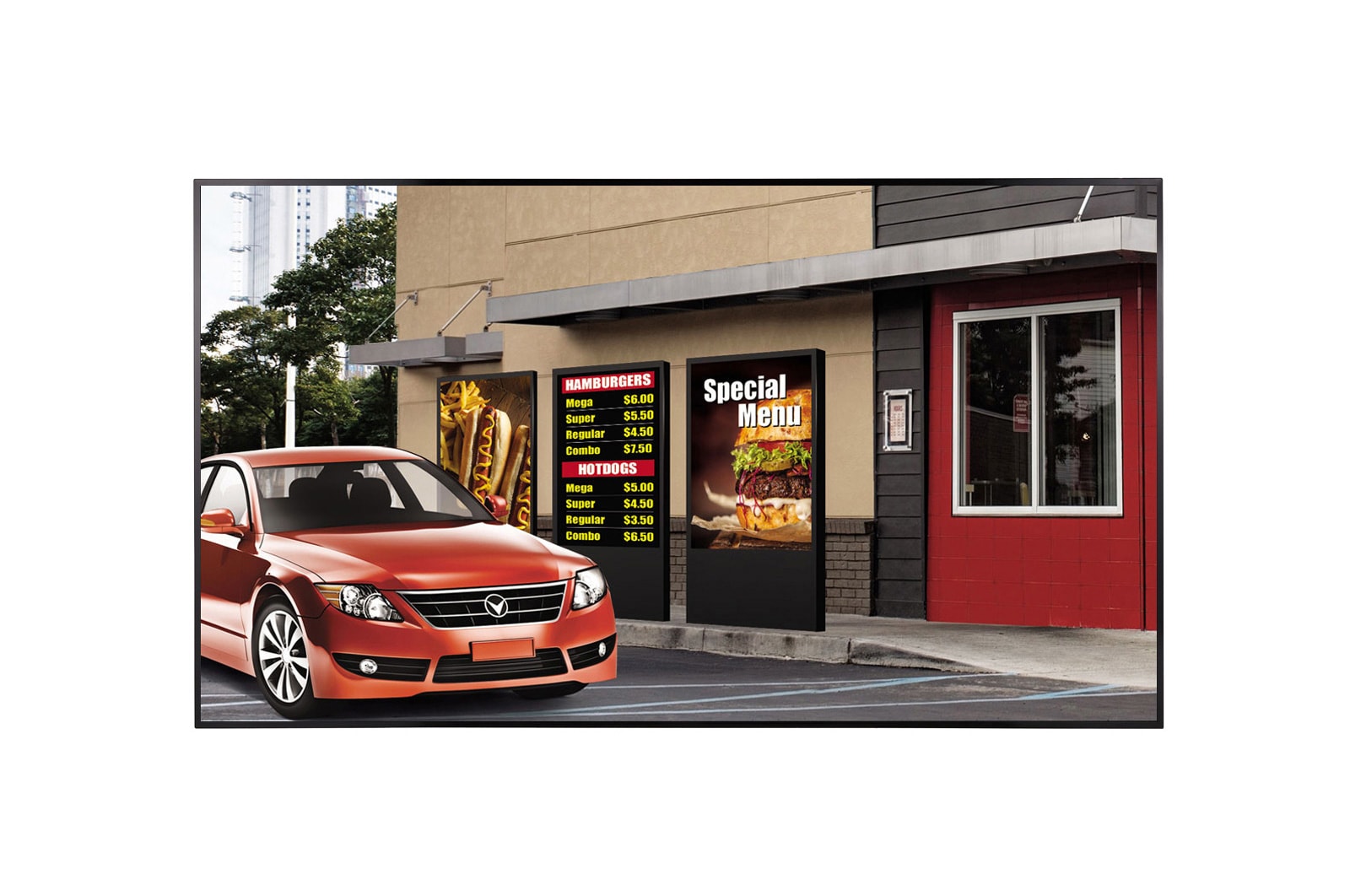 Front view of Open Frame 75&#34; Signage 75XF3C-B