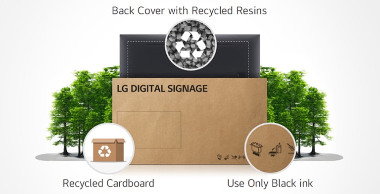LG digital signage using recycled materials