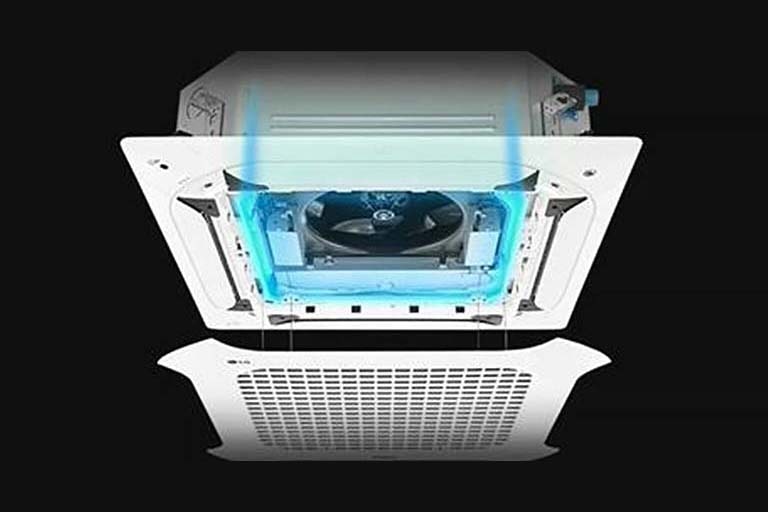 Antibacterial treatment is installed inside a dual vane cassette.