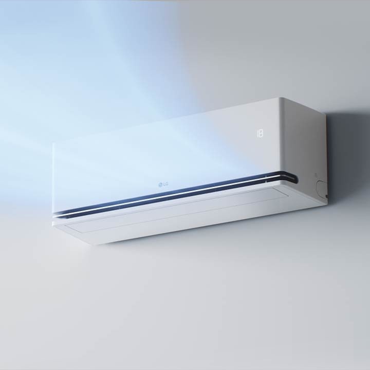 Air conditioning with wind divided into front vane and lower vane