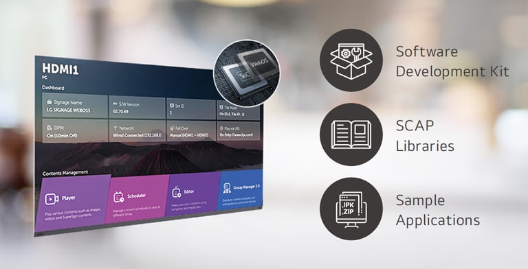 Several tasks that can be done simultaneously are arranged through the LG webOS smart platform.