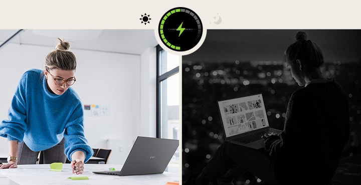 The animation shows that the user use all day without charging.