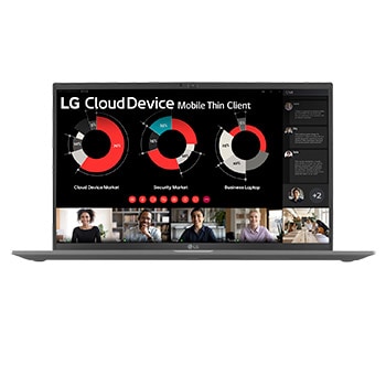 Front view of 15” LG Cloud Device Mobile Thin Client, Ultra-Light, Anti-glare, Discrete TPM 2.0, Black 15ZT90R-G.AX34A1