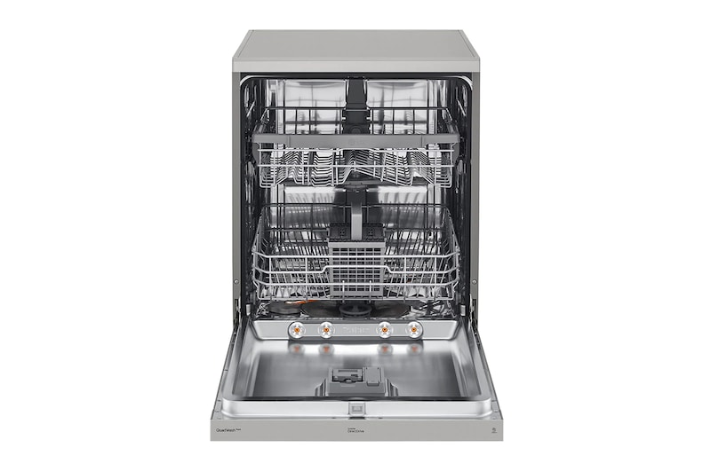 LG 60cm QuadWash™ Freestanding Dishwasher Silver TrueSteam™, DF222FPS