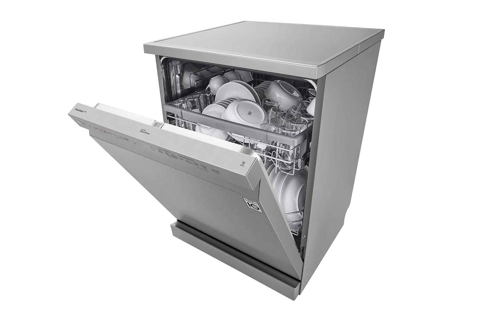 LG 60cm QuadWash™ Freestanding Dishwasher Silver TrueSteam™, DF222FPS