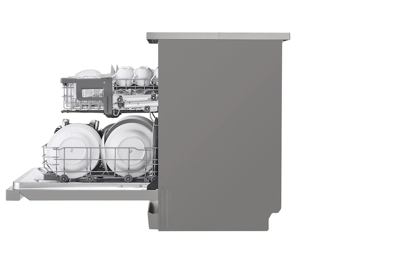 LG 60cm QuadWash™ Freestanding Dishwasher Silver TrueSteam™, DF222FPS