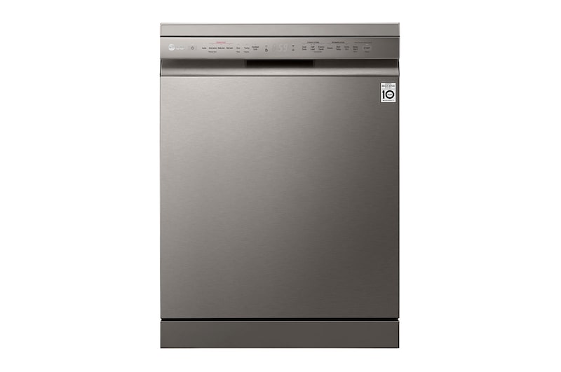 LG 60cm QuadWash™ Freestanding Dishwasher Shiny Steel TrueSteam™, DF325FPS