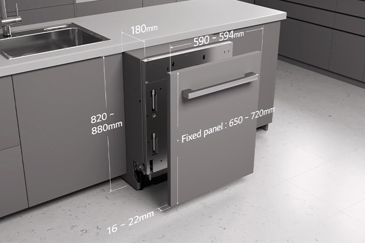 This video shows the dimension of the LG Built-in dishwasher	