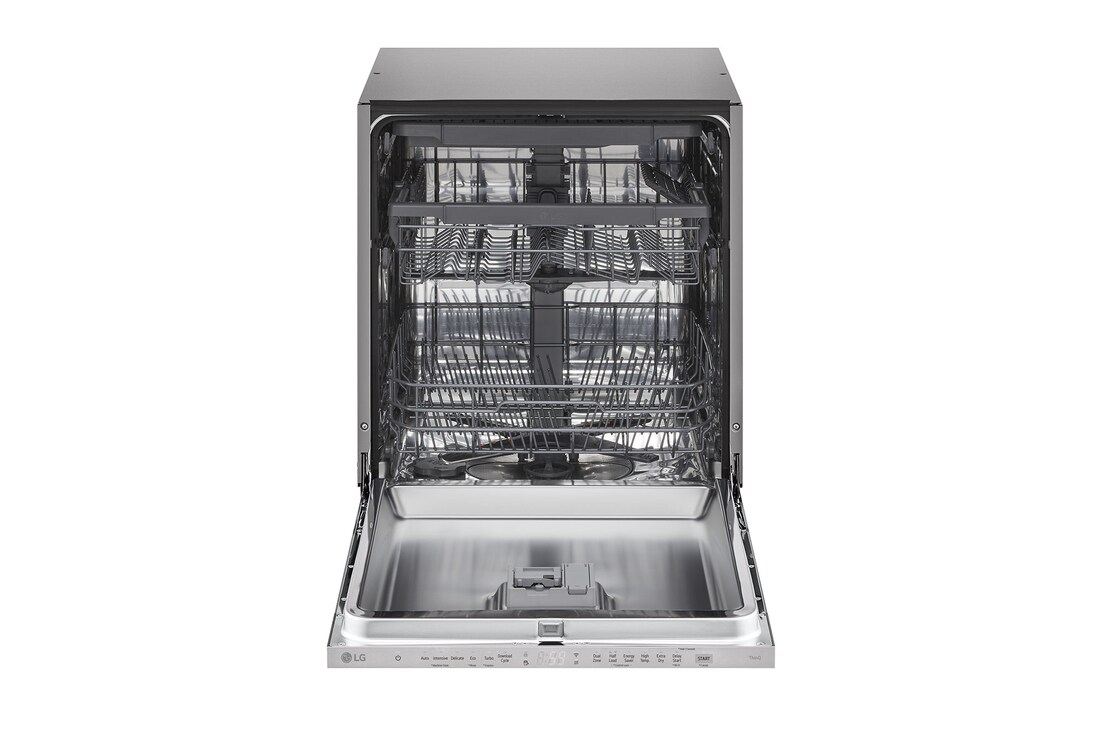 LG 14 Place Setting QuadWash™ Full Size Integrated Dishwasher, DB243TX, Door Open
