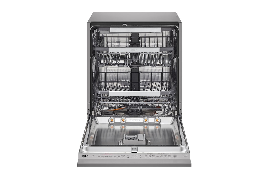 LG 14 Place Setting TrueSteam™ Full Size Integrated Dishwasher, DB476TXS, Door Open
