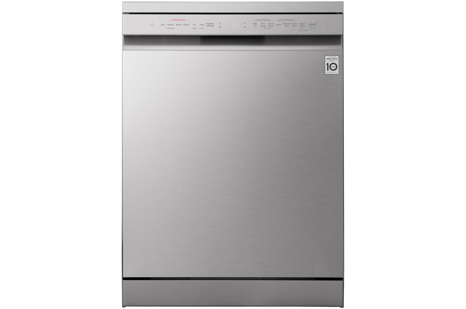 Front view of 14 Place Setting TrueSteam™ Full Size Freestanding Dishwasher Silver (DF243FVS)