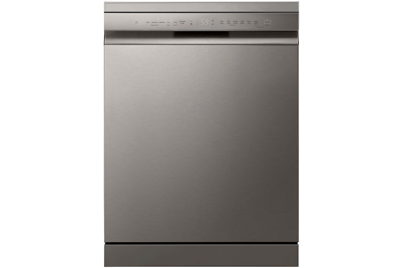 Front view of 60cm QuadWash™ Freestanding Dishwasher Silver with  Easy Rack™ Plus and LG ThinQ™. (DF355FP.APZQEUK)
