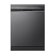  Front view of 14 Place Setting TrueSteam™ Full Size Freestanding Dishwasher Matte Black (DF365FMS)
