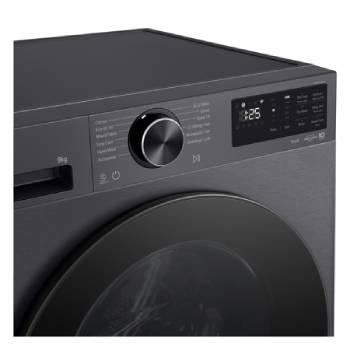 LG F4X5013TBB front view showing control panel and circular door design