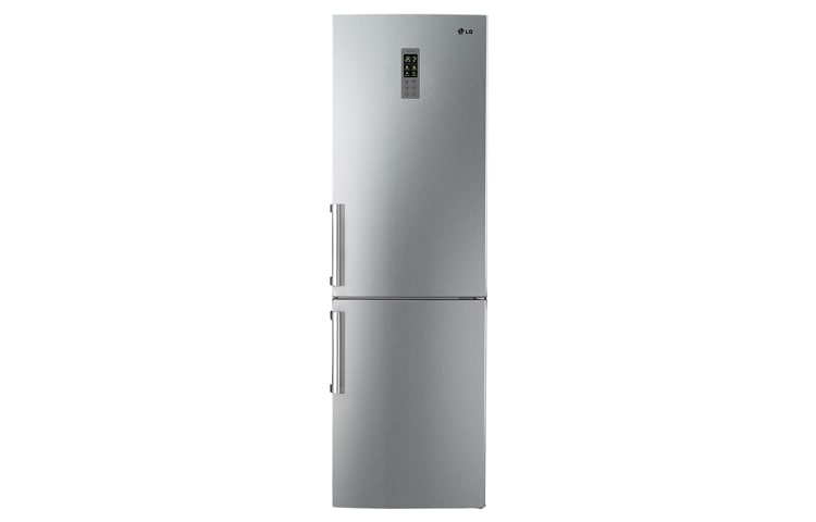 Front view of Fridge Freezer in Brushed Steel with Total no Frost cooling system. GB5237AVFW
