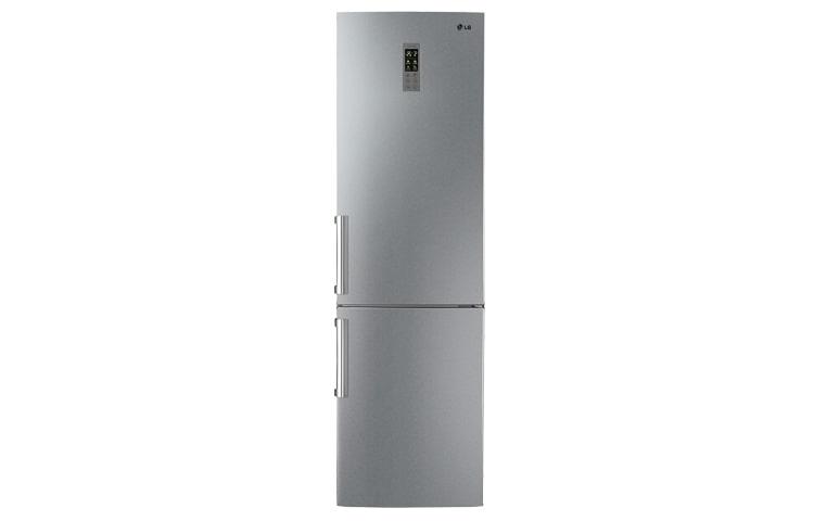 Front view of Fridge Freezer in Brushed Steel with Total no Frost cooling system. GB5240AVCW