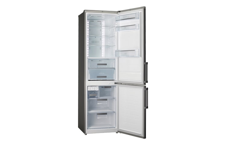LG Fridge Freezer in Brushed Steel with Linear Compressor, GB7143AESF