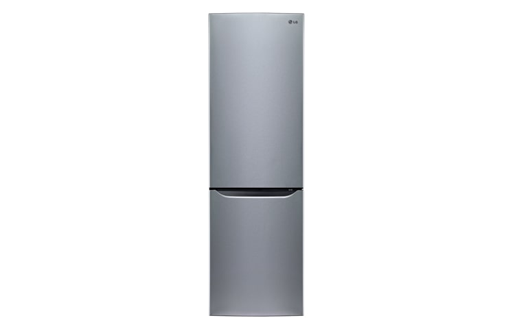 Front view of A&#43; ENERGY RATED Shiny Steel COMBI FRIDGE FREEZER GBB539PZCWS
