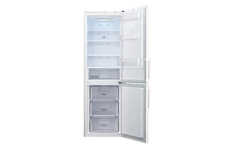 LG White Combi Fridge Freezer, GBB539SWHWB