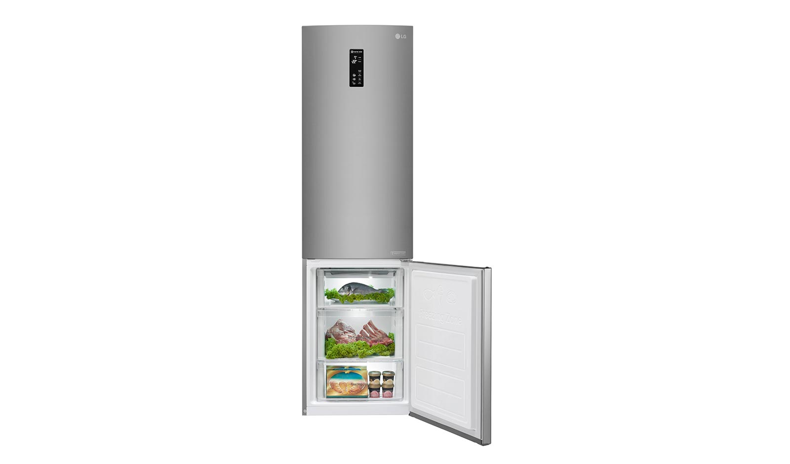 LG Smart Fridge Freezer with Full Wine Rack and Total No Frost, GBB60PZDZS