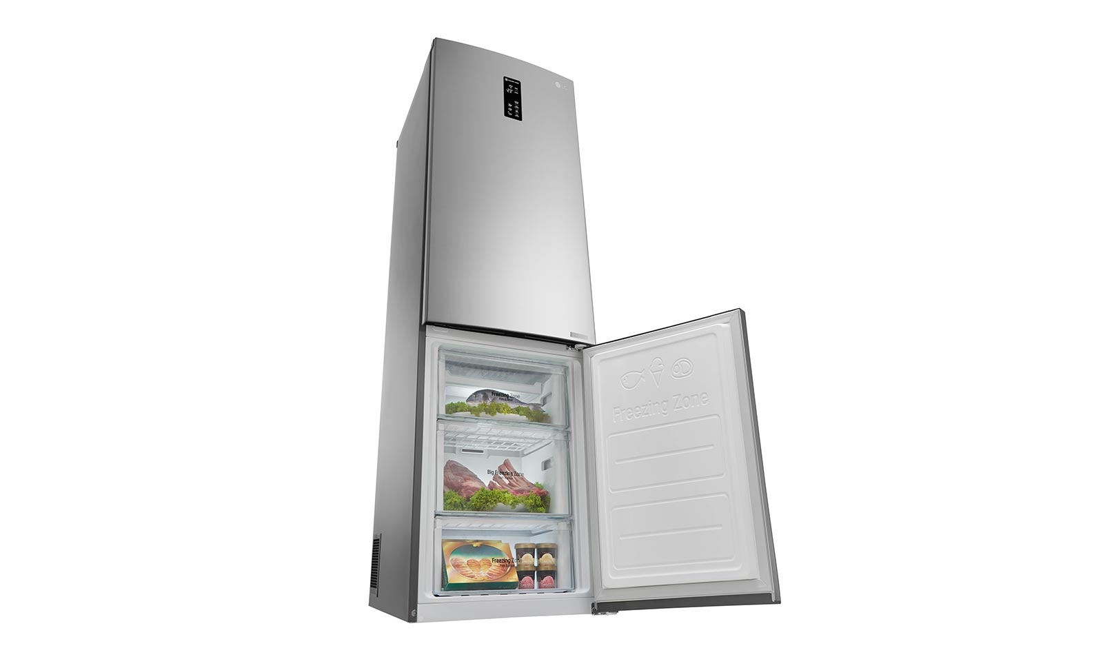 LG Smart Fridge Freezer with Full Wine Rack and Total No Frost, GBB60PZDZS