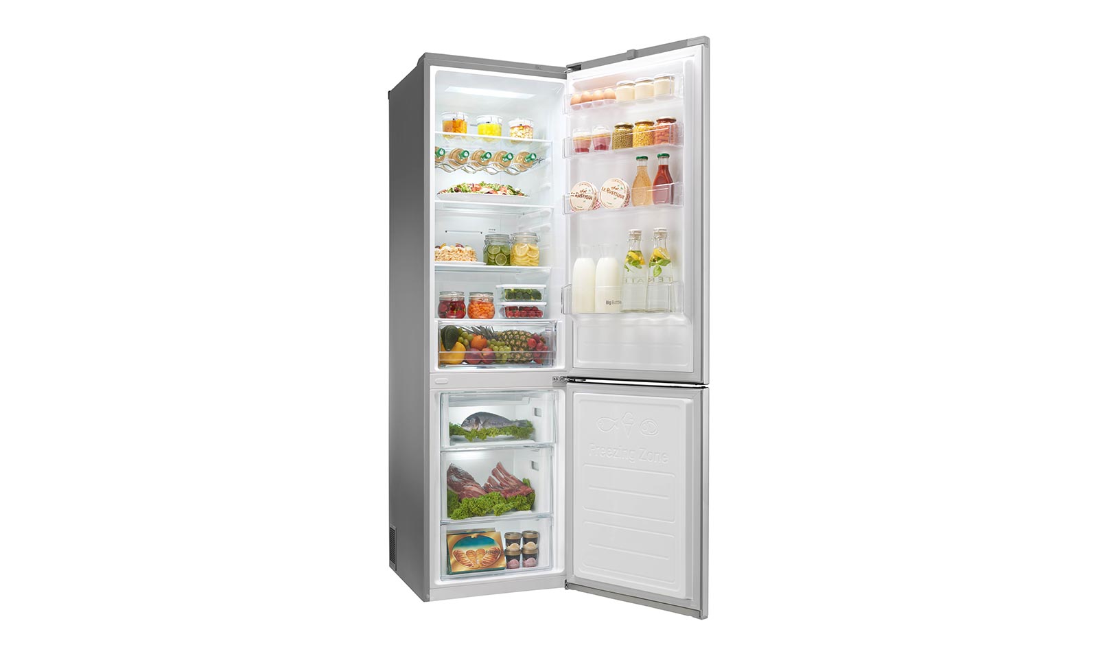 LG Smart Fridge Freezer with Full Wine Rack and Total No Frost, GBB60PZDZS