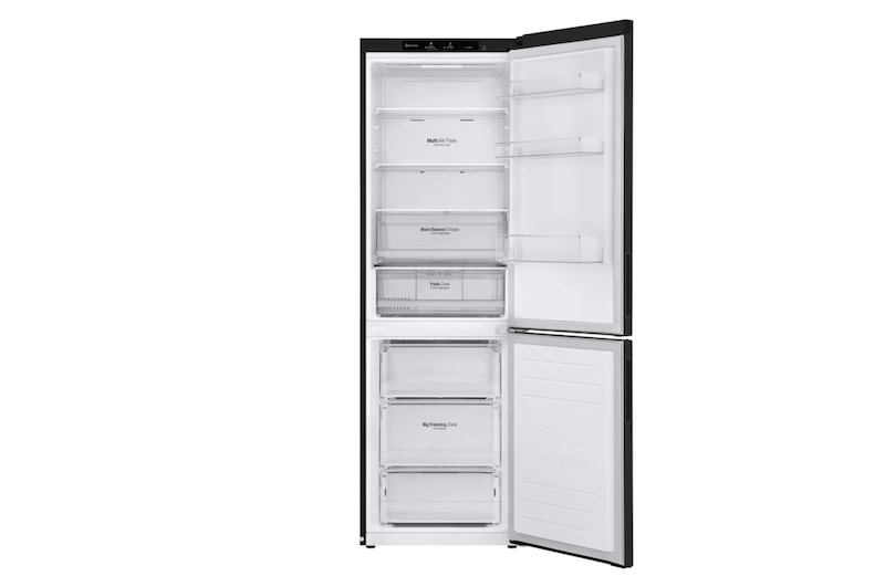 LG 341L Tall Fridge Freezer Black Steel Total No Frost, GBB61BLJEC