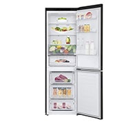 LG 341L Tall Fridge Freezer Black Steel Total No Frost, GBB61BLJEC